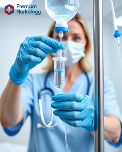 Доктор готовится ставить капельницу